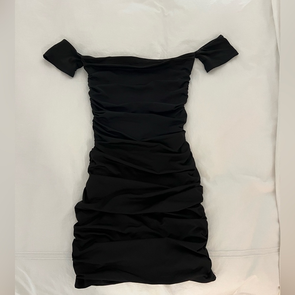 Black mini off the shoulder